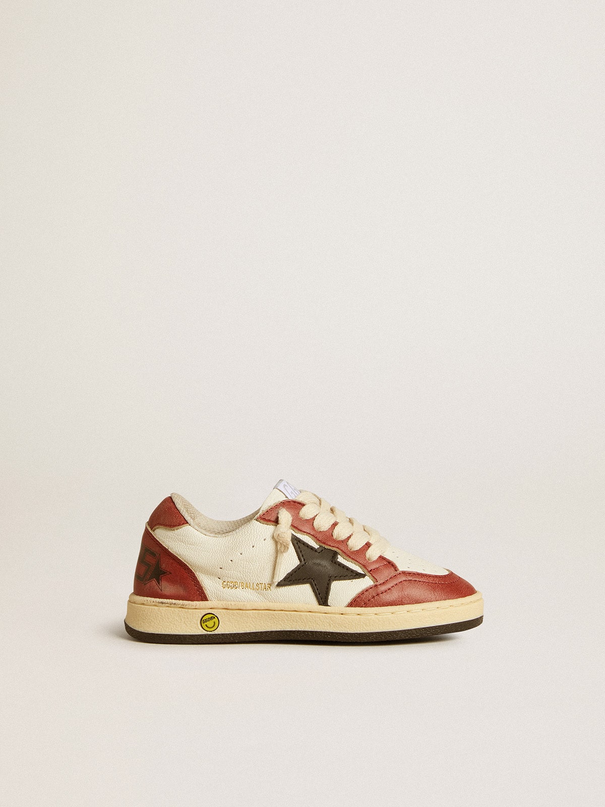 Ball Star Junior in nappa with black star and red leather inserts - Golden Goose Kids
