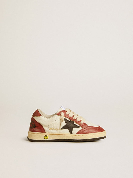 Ball Star Junior in nappa with black star and red leather inserts - Golden Goose Kids