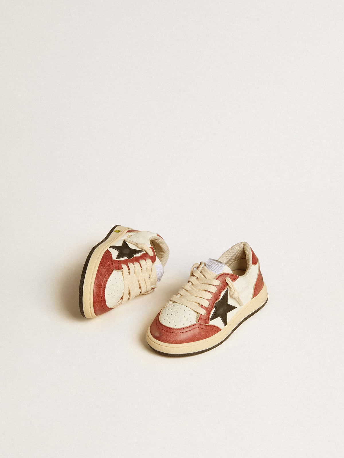 Ball Star Junior in nappa with black star and red leather inserts - Golden Goose Kids