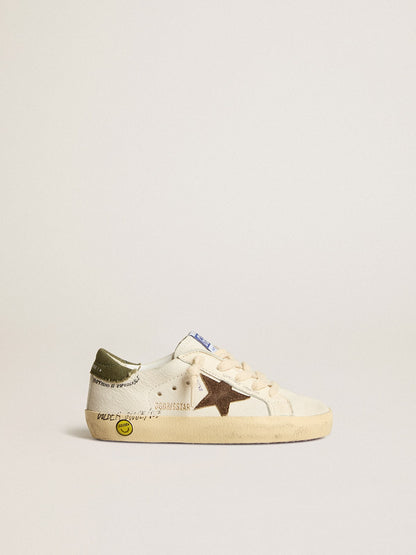 Super-Star Junior in nappa with suede star and green heel tab - Golden Goose Kids