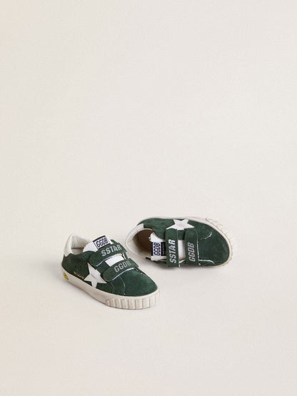 Old School Junior in green suede with white leather star and heel tab - Golden Goose Kids