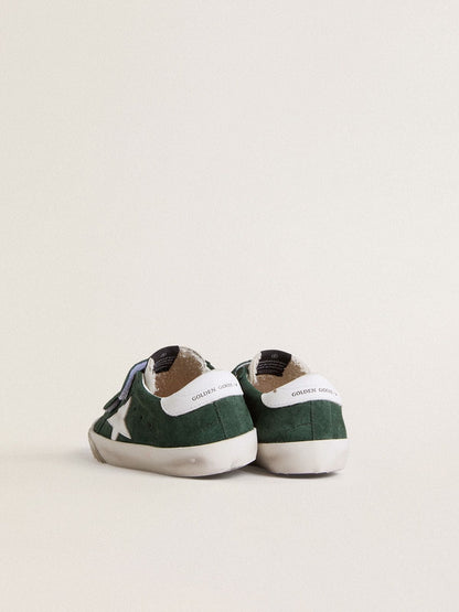 Old School Junior in green suede with white leather star and heel tab - Golden Goose Kids