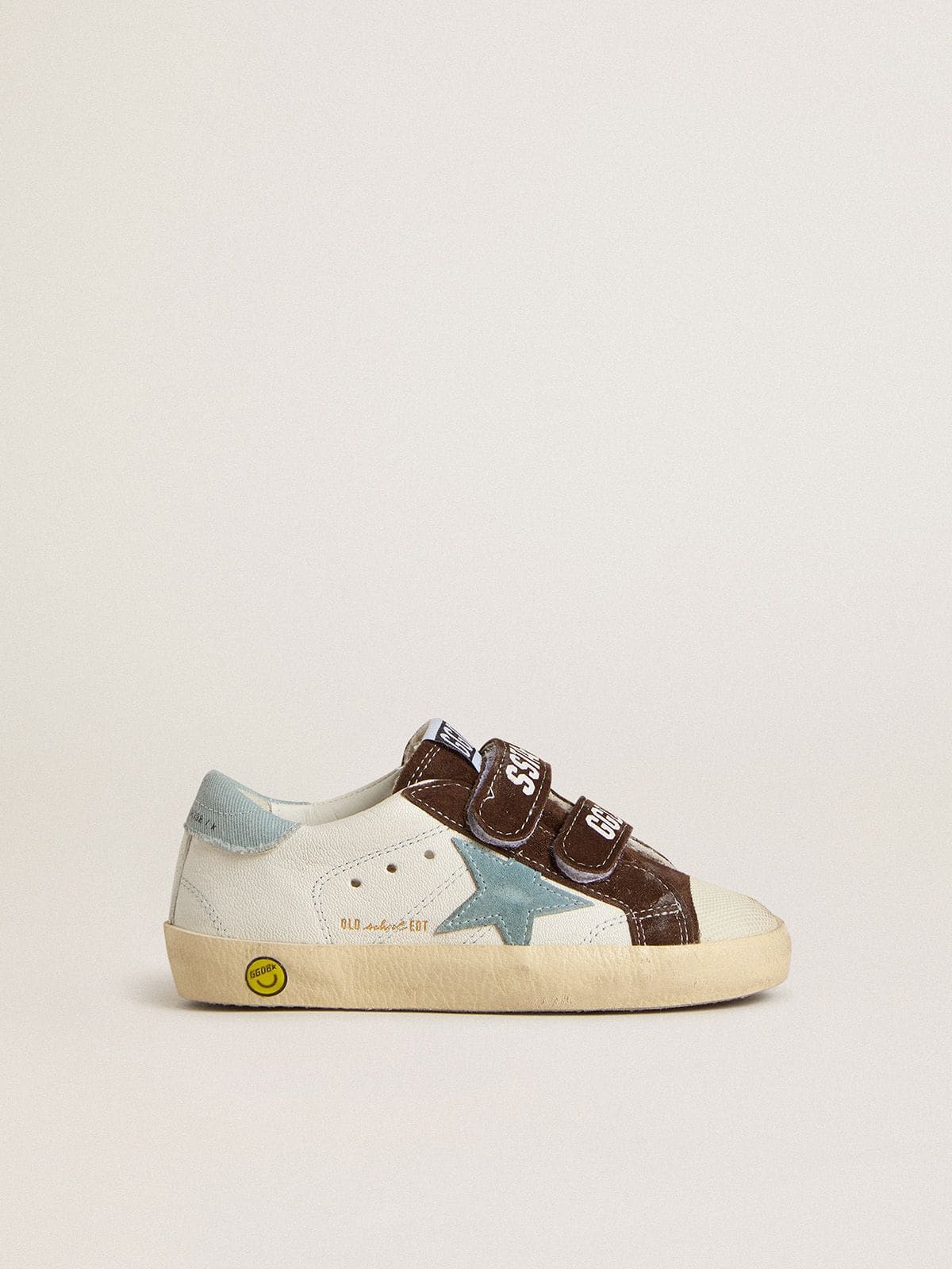 Old School Young in nappa with light blue suede star and brown suede inserts - Golden Goose Kids