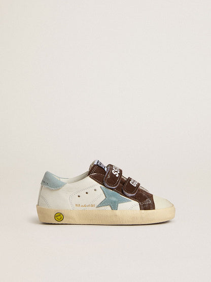 Old School Young in nappa with light blue suede star and brown suede inserts - Golden Goose Kids