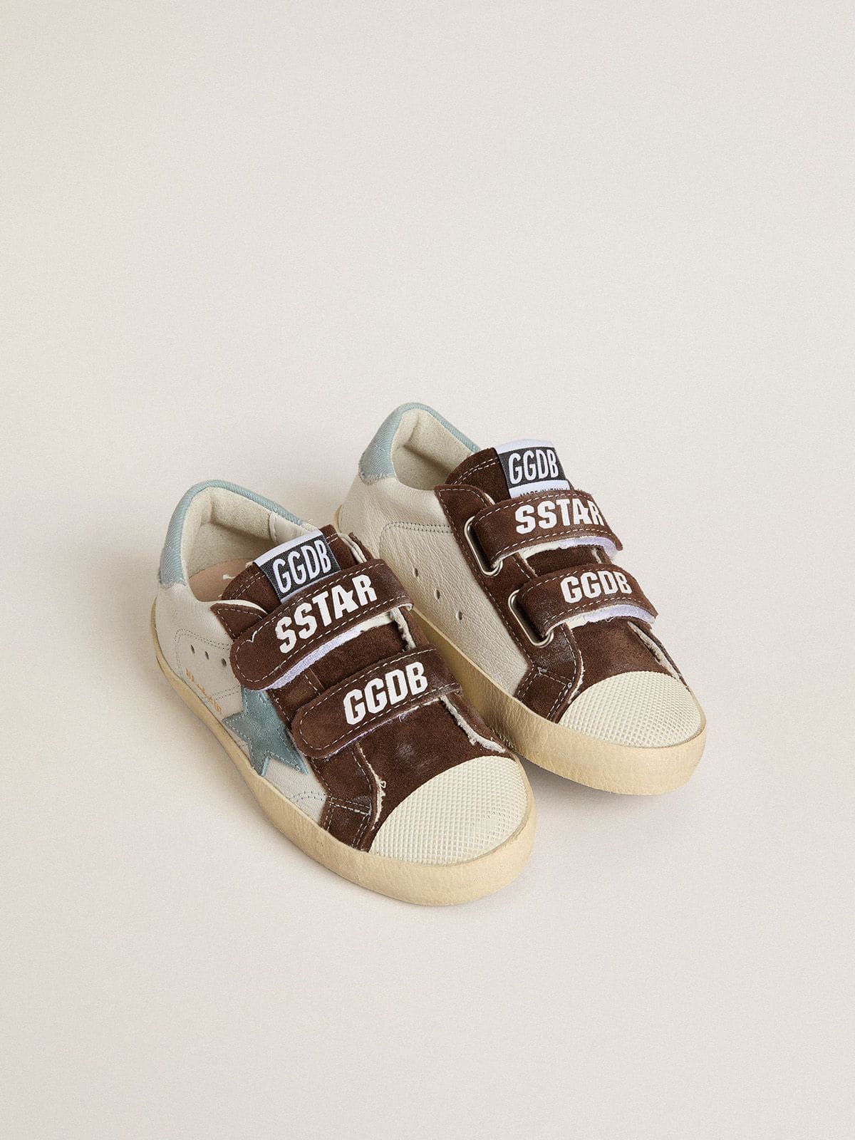 Old School Young in nappa with light blue suede star and brown suede inserts - Golden Goose Kids
