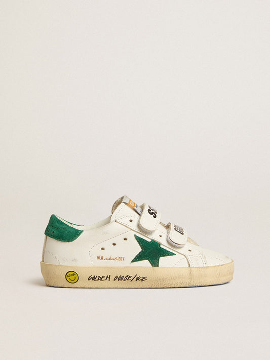 Old School Young with green suede star and heel tab - Golden Goose Kids