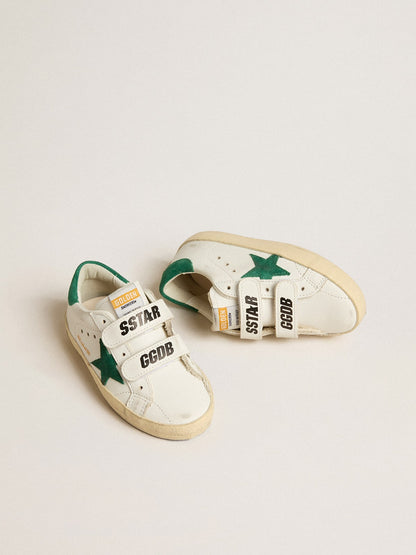 Old School Young with green suede star and heel tab - Golden Goose Kids