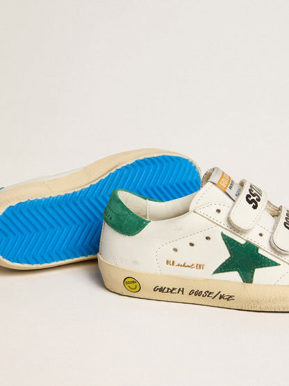 Old School Young with green suede star and heel tab - Golden Goose Kids