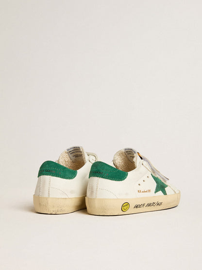 Old School Young with green suede star and heel tab - Golden Goose Kids