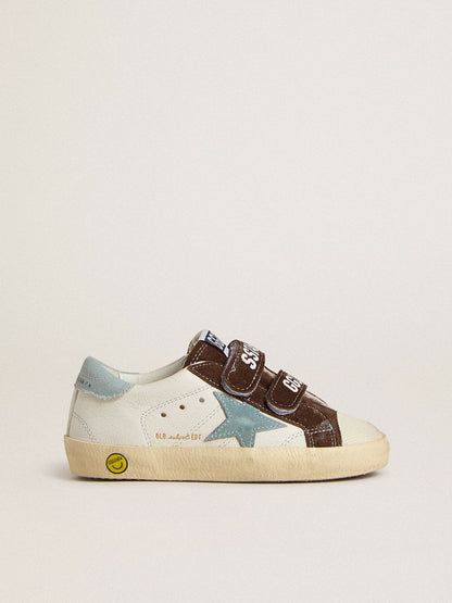 Teen Old School in nappa with light blue suede star and brown suede inserts - Golden Goose Kids