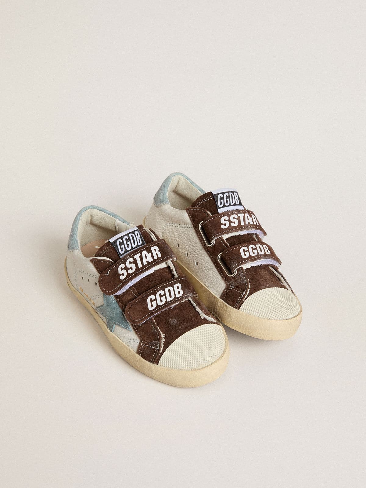 Teen Old School in nappa with light blue suede star and brown suede inserts - Golden Goose Kids