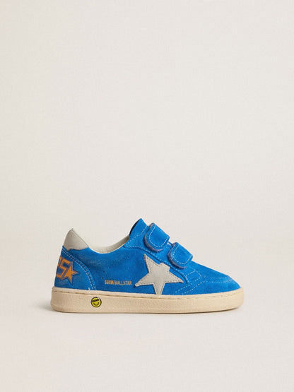 Young Ball Star in light blue suede with gray nubuck star and heel tab - Golden Goose Kids
