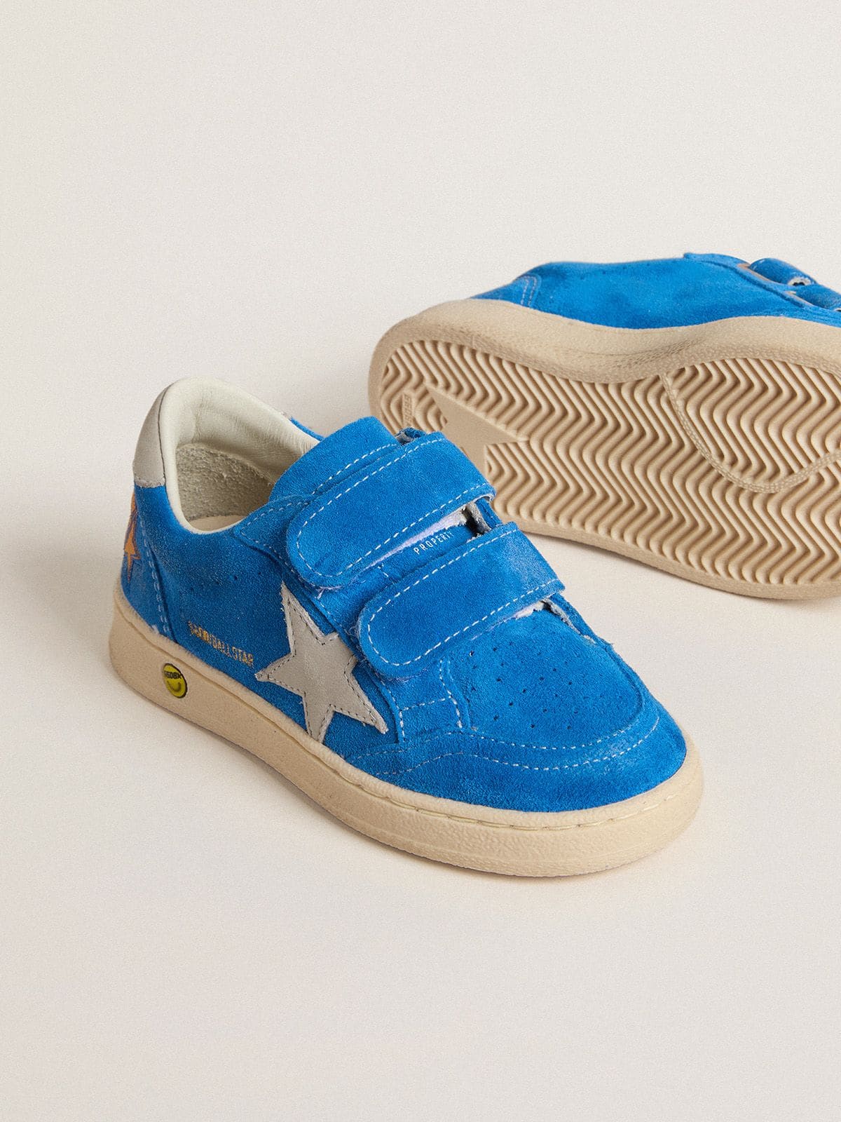 Young Ball Star in light blue suede with gray nubuck star and heel tab - Golden Goose Kids