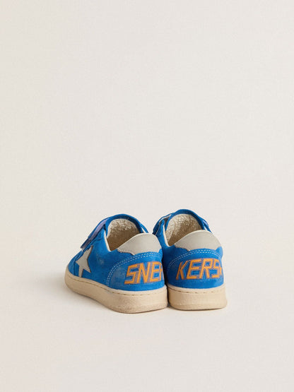 Young Ball Star in light blue suede with gray nubuck star and heel tab - Golden Goose Kids