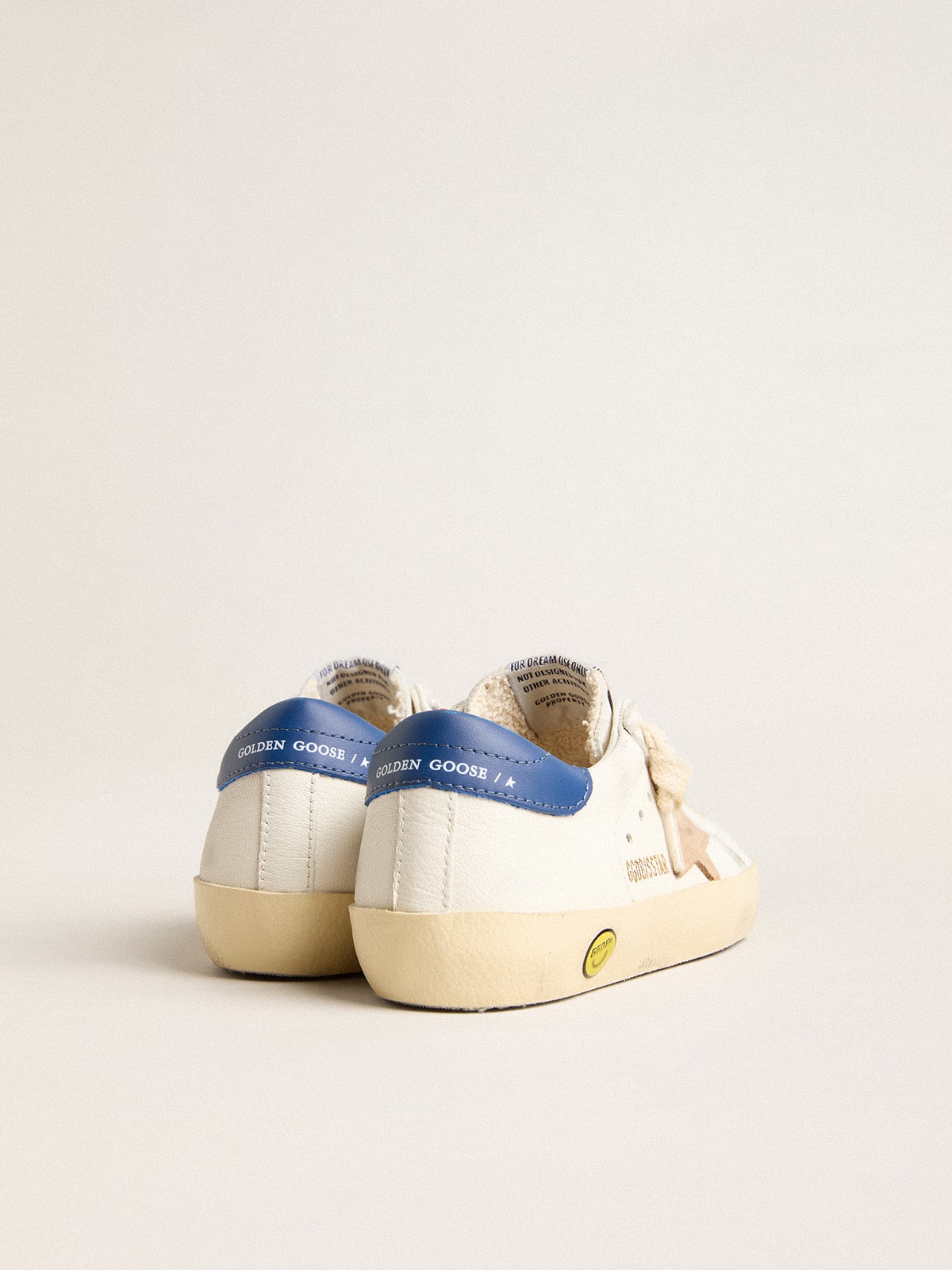 Young Super-Star in nappa leather with a beige star and blue heel tab - Golden Goose Kids