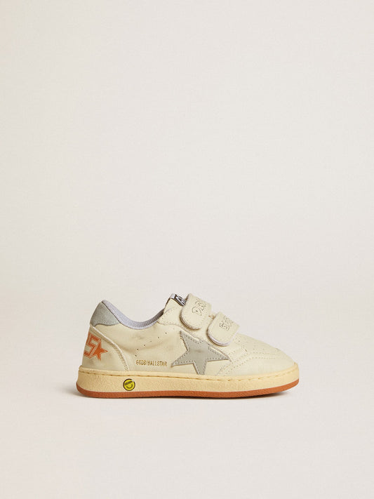 Ball Star Teen in white leather with powder blue star and heel tab - Golden Goose Kids