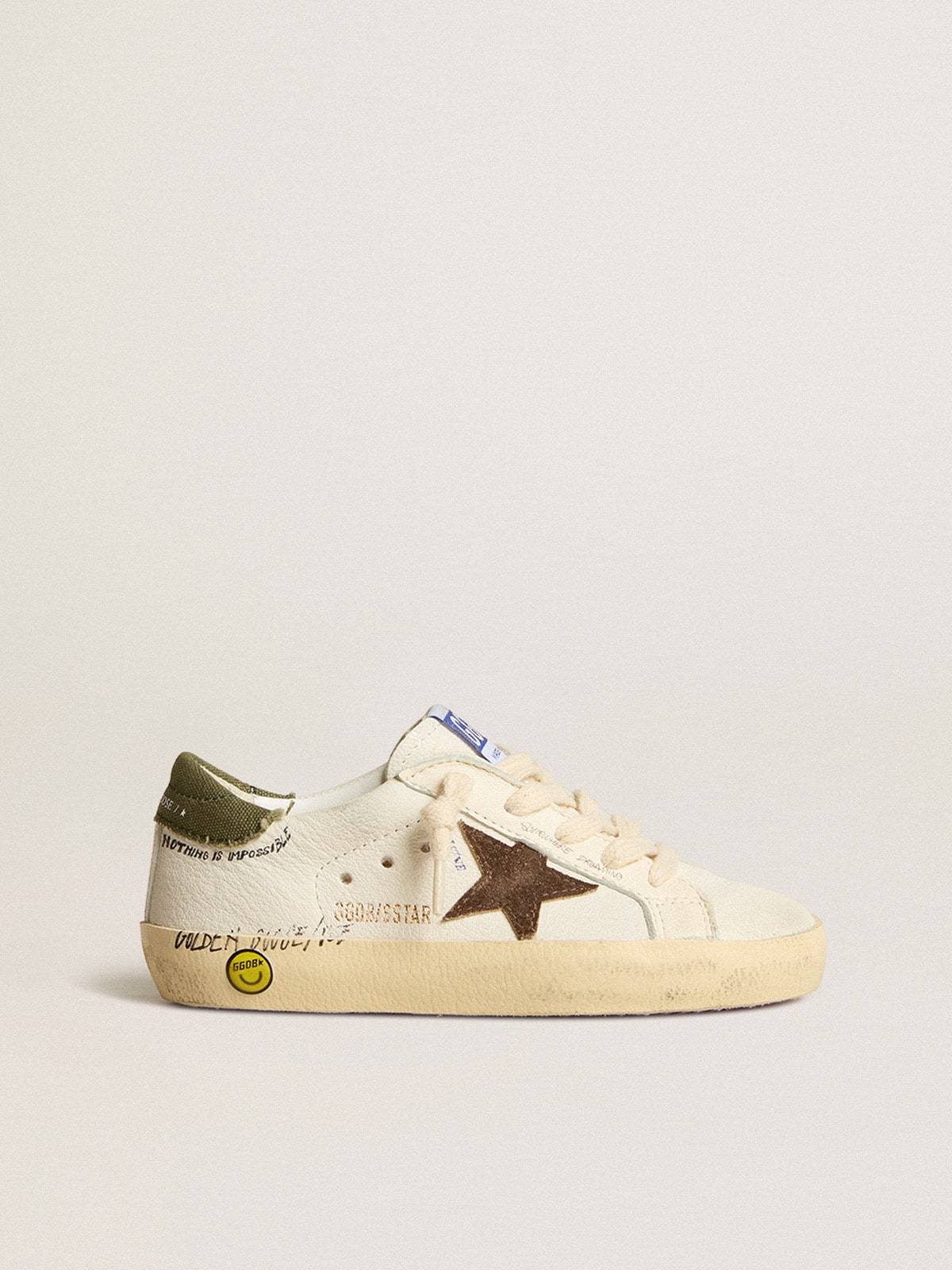 Super-Star Young in nappa with suede star and green heel tab - Golden Goose Kids