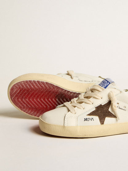 Super-Star Young in nappa with suede star and green heel tab - Golden Goose Kids