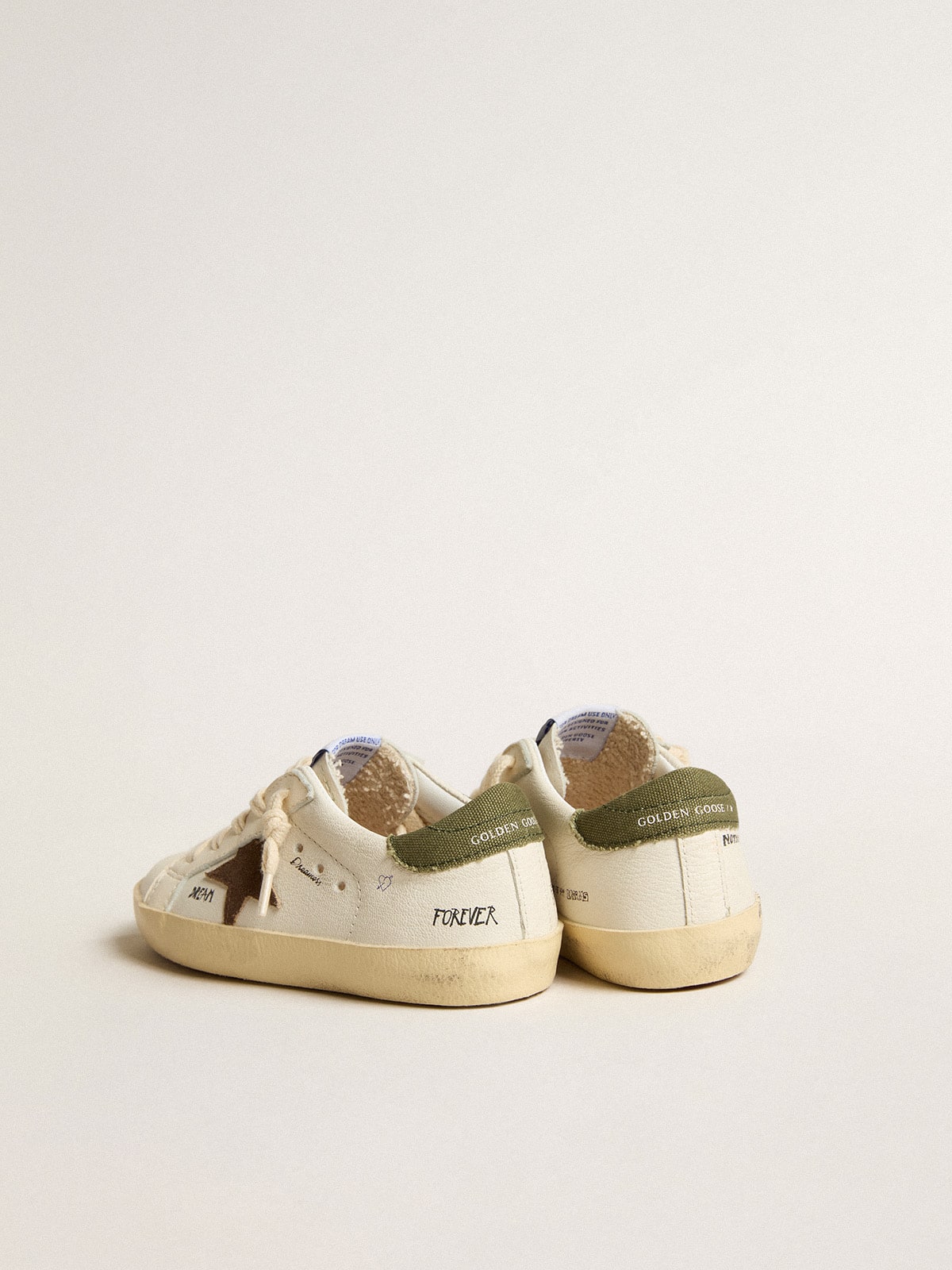 Super-Star Young in nappa with suede star and green heel tab - Golden Goose Kids