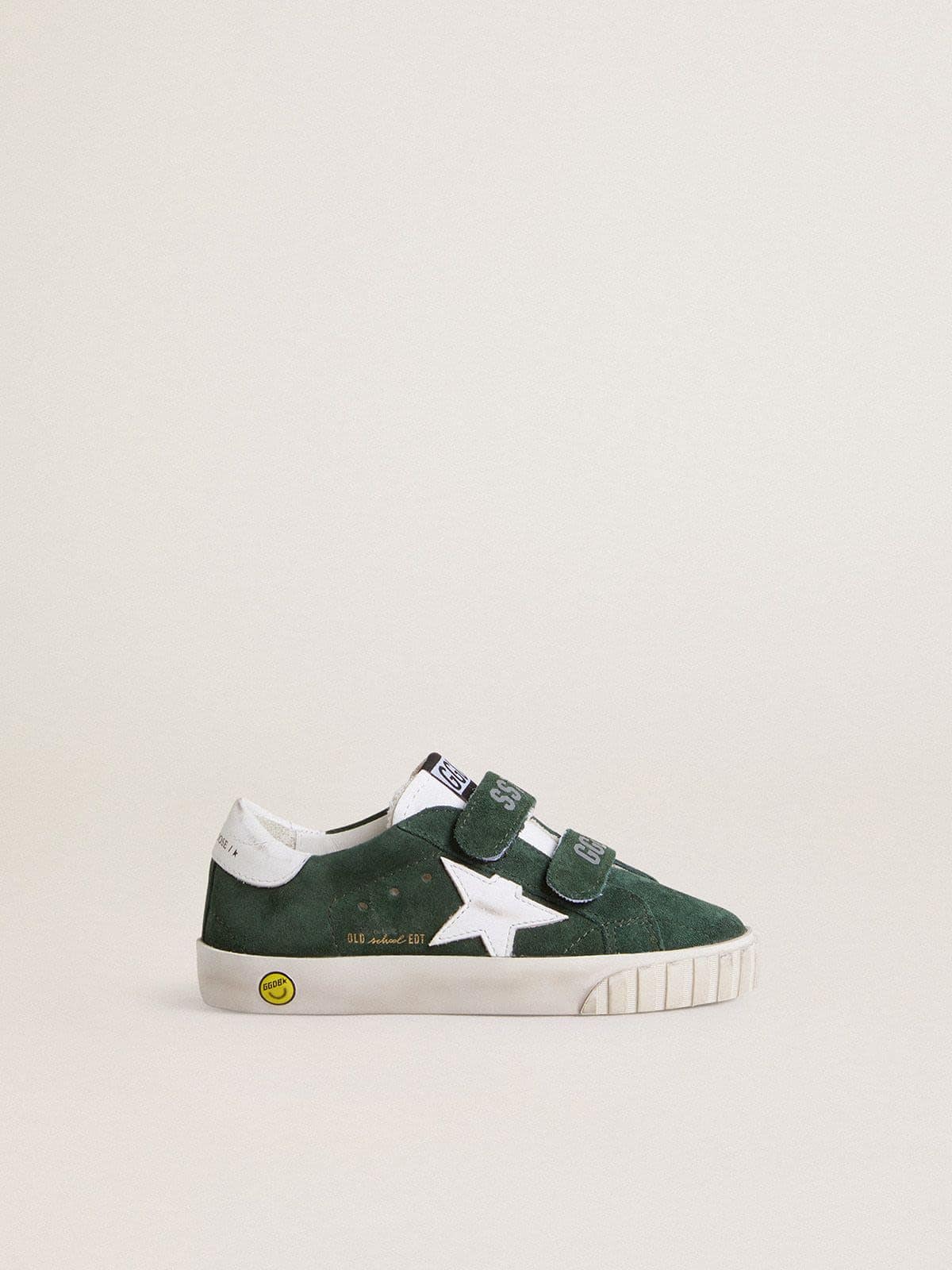 Old School Young in green suede with white leather star and heel tab - Golden Goose Kids