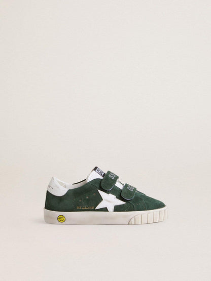 Old School Young in green suede with white leather star and heel tab - Golden Goose Kids