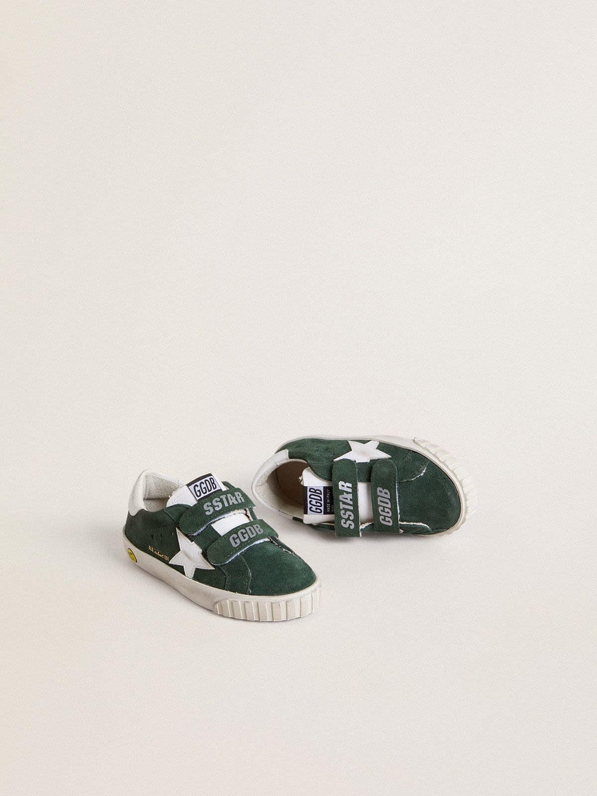 Old School Young in green suede with white leather star and heel tab - Golden Goose Kids