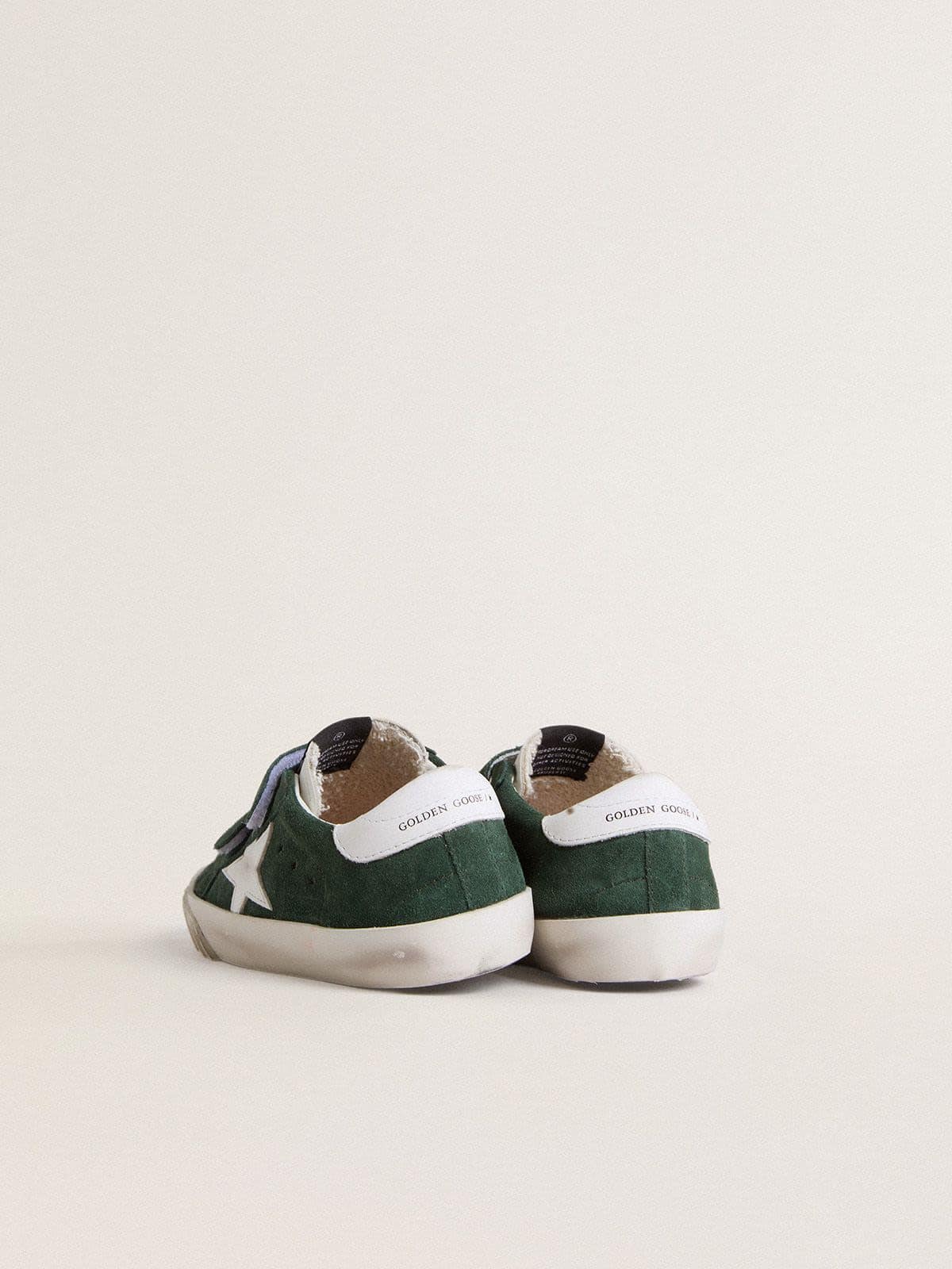 Old School Young in green suede with white leather star and heel tab - Golden Goose Kids