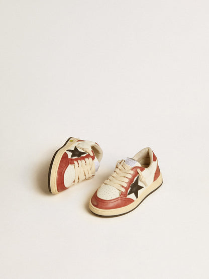 Ball Star Young in nappa with black star and red leather inserts - Golden Goose Kids