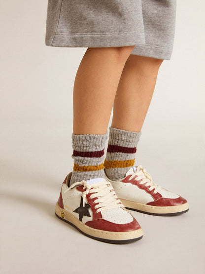 Ball Star Young in nappa with black star and red leather inserts - Golden Goose Kids
