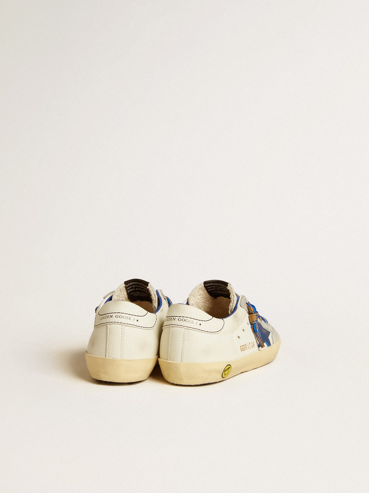 Super-Star Young with blue leather star and ice-gray suede inserts - Golden Goose Kids