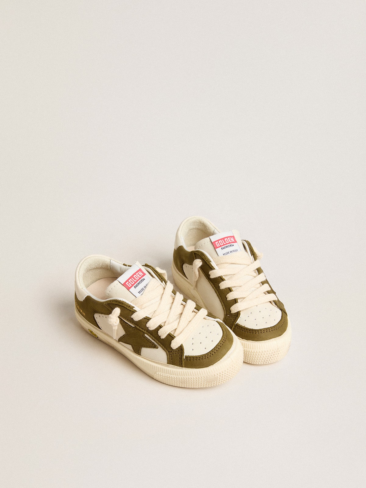 May Teen in white and military green leather - Golden Goose Kids