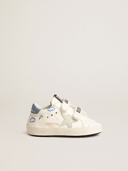 Baby Old School with suede star and light blue leather heel tab - Golden Goose Kids