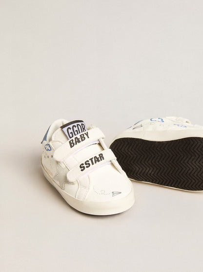 Baby Old School with suede star and light blue leather heel tab - Golden Goose Kids