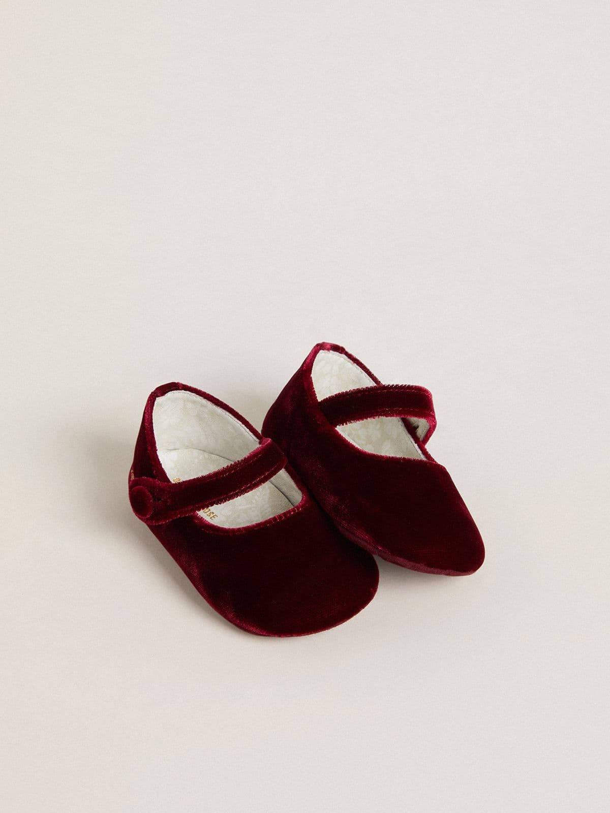 Sofi Baby ballet flats in burgundy velvet and suede - Golden Goose Kids