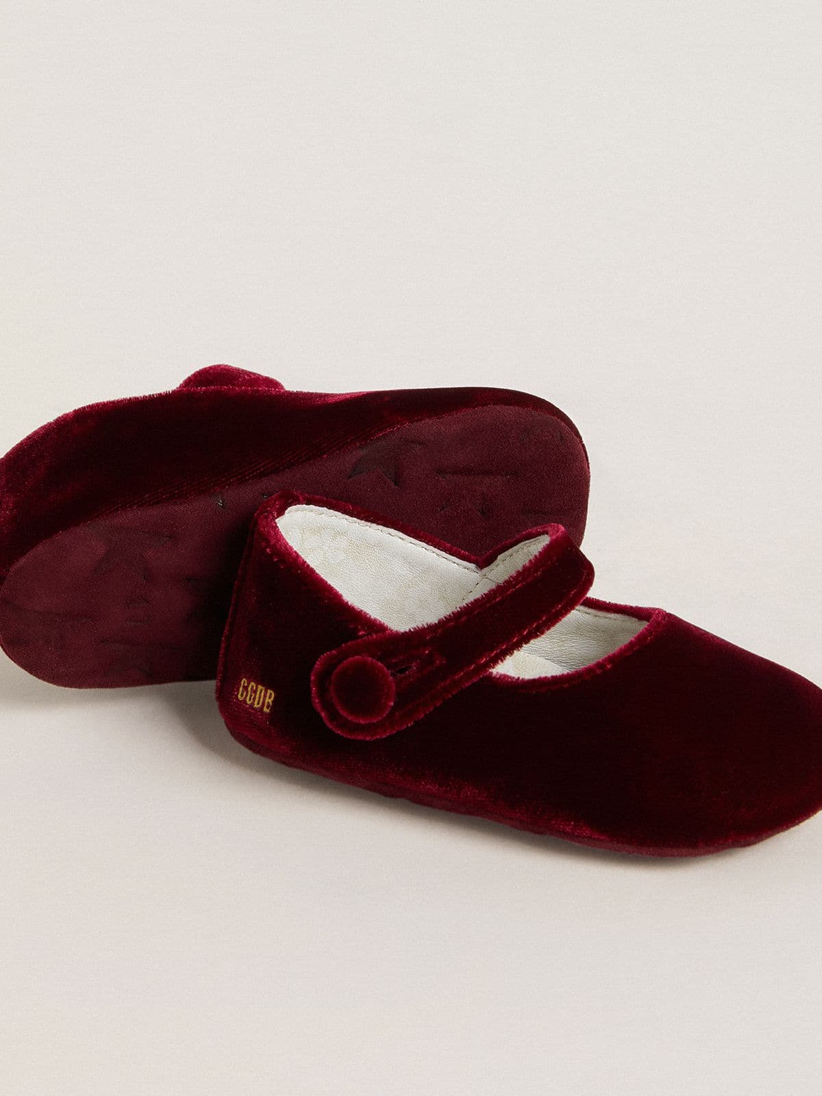Sofi Baby ballet flats in burgundy velvet and suede - Golden Goose Kids