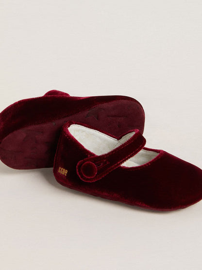 Sofi Baby ballet flats in burgundy velvet and suede - Golden Goose Kids