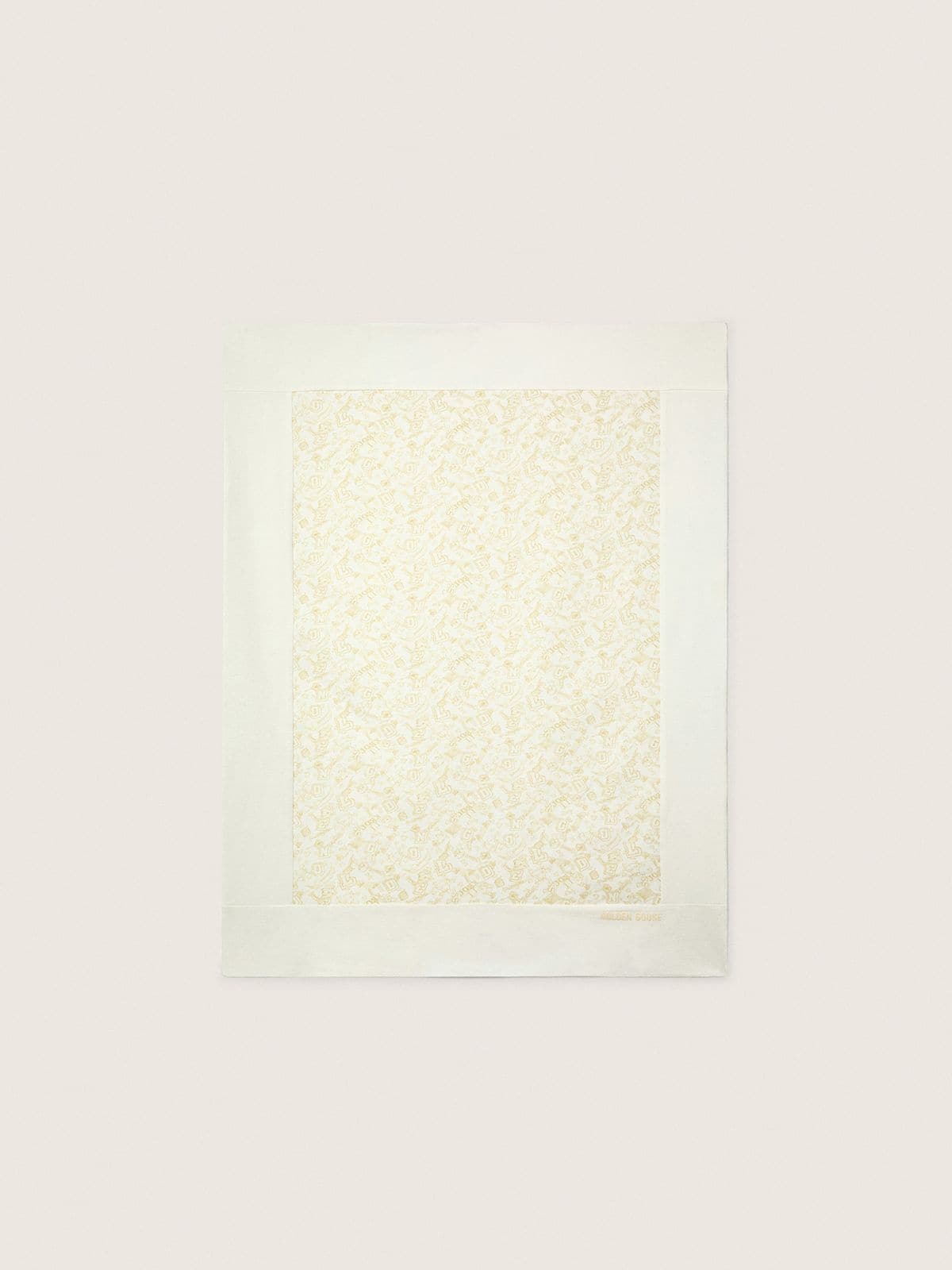 Journey Baby blanket in white cotton fleece with peach-pink mascot print - Golden Goose Kids