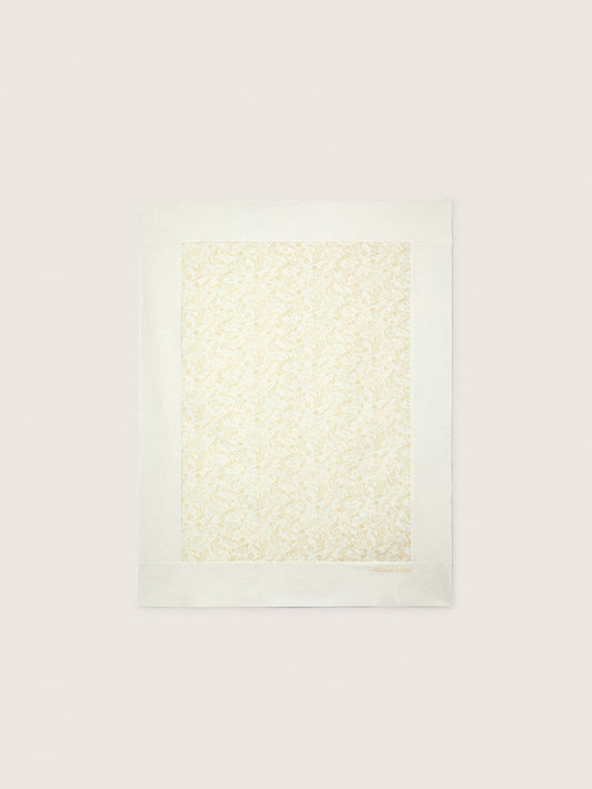 Journey Baby blanket in white cotton fleece with peach-pink mascot print - Golden Goose Kids