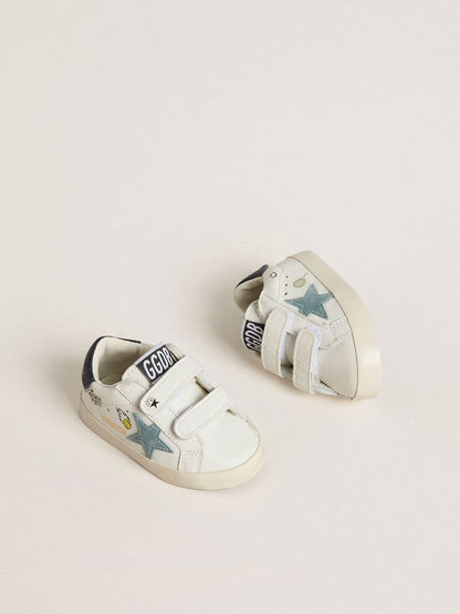 Baby School in white nappa with light blue suede star and tennis motif - Golden Goose Kids