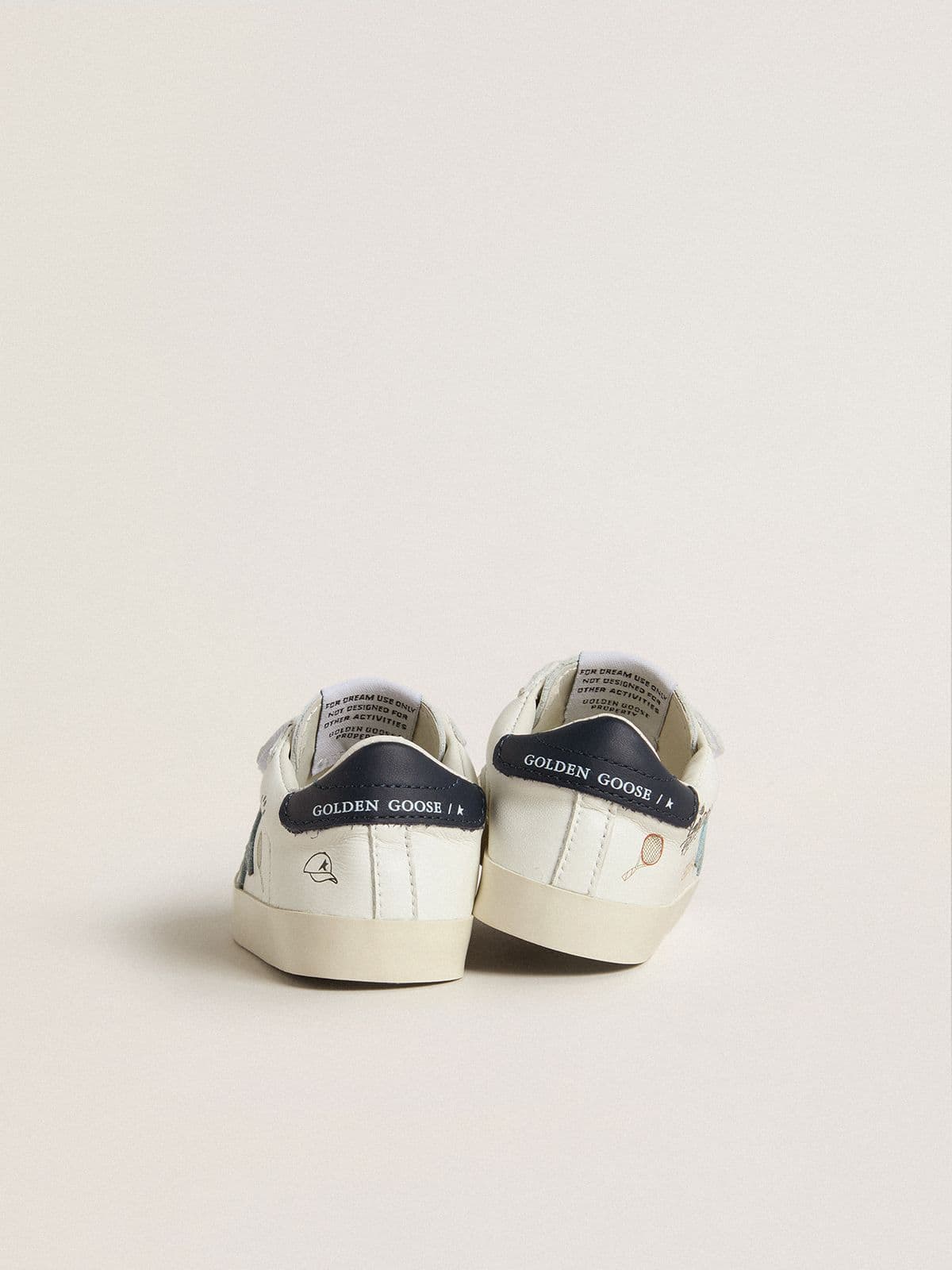 Baby School in white nappa with light blue suede star and tennis motif - Golden Goose Kids