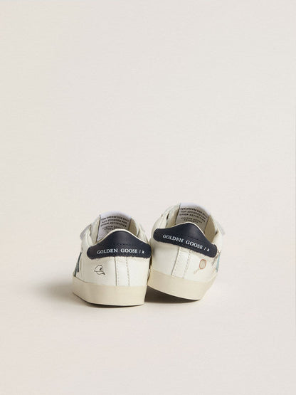 Baby School in white nappa with light blue suede star and tennis motif - Golden Goose Kids