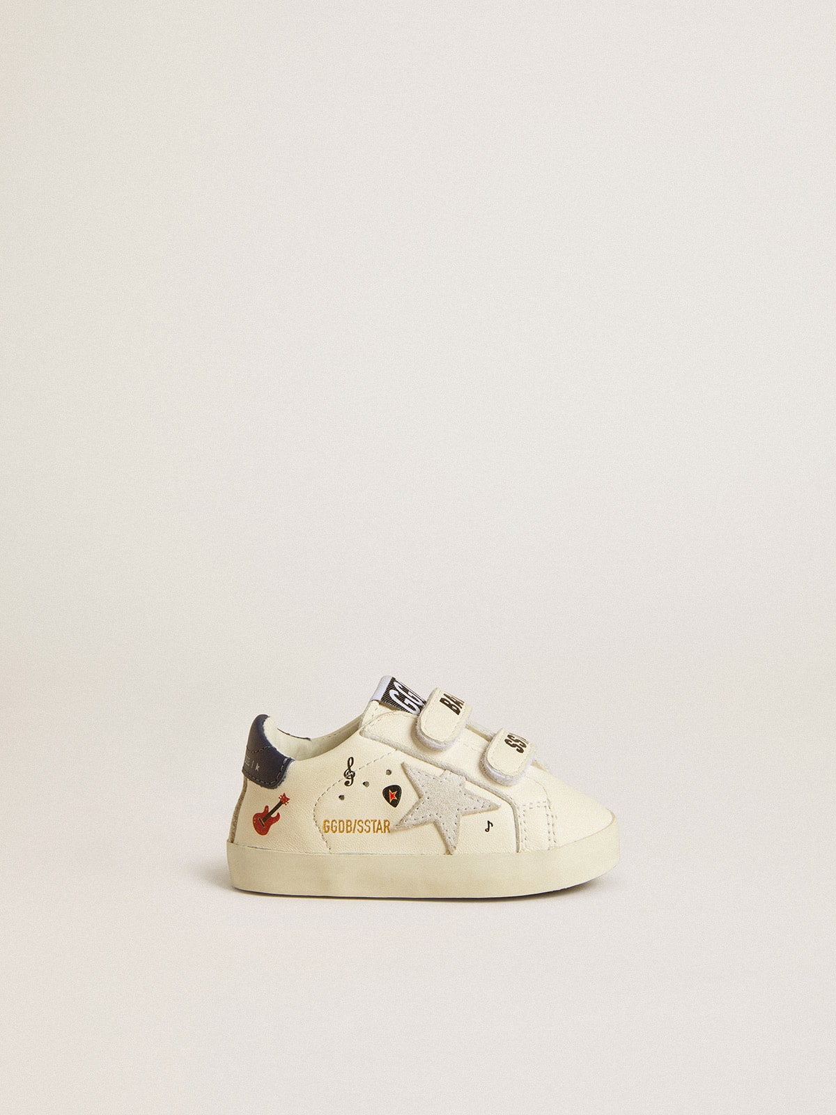 Baby School in nappa leather with musical print and white suede star - Golden Goose Kids