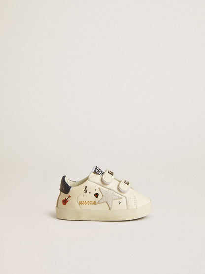 Baby School in nappa leather with musical print and white suede star - Golden Goose Kids