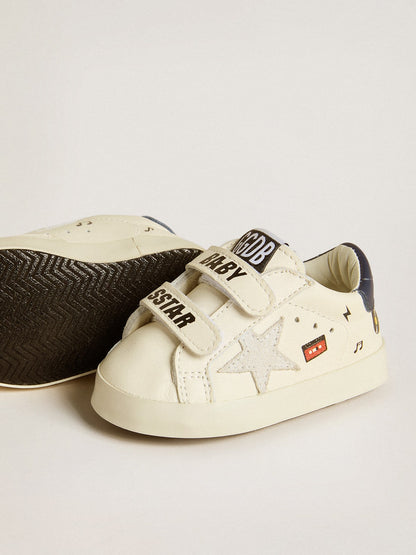 Baby School in nappa leather with musical print and white suede star - Golden Goose Kids