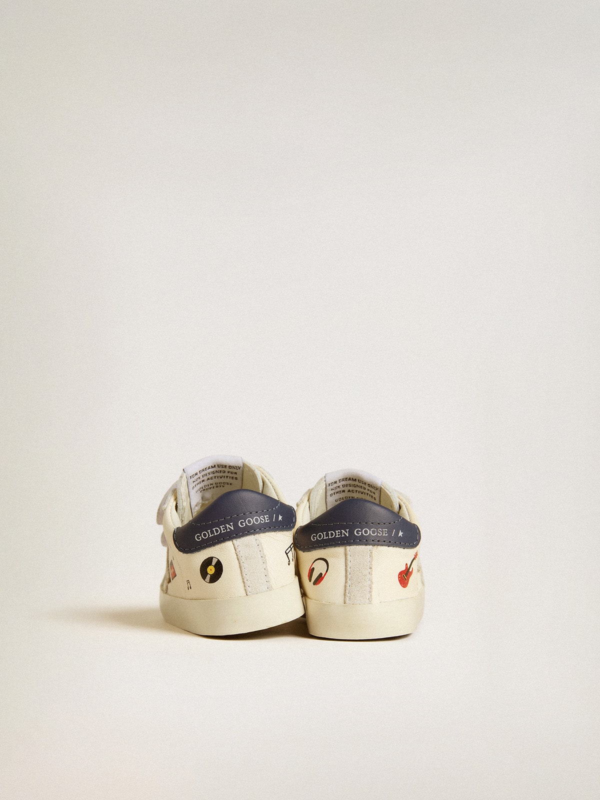 Baby School in nappa leather with musical print and white suede star - Golden Goose Kids