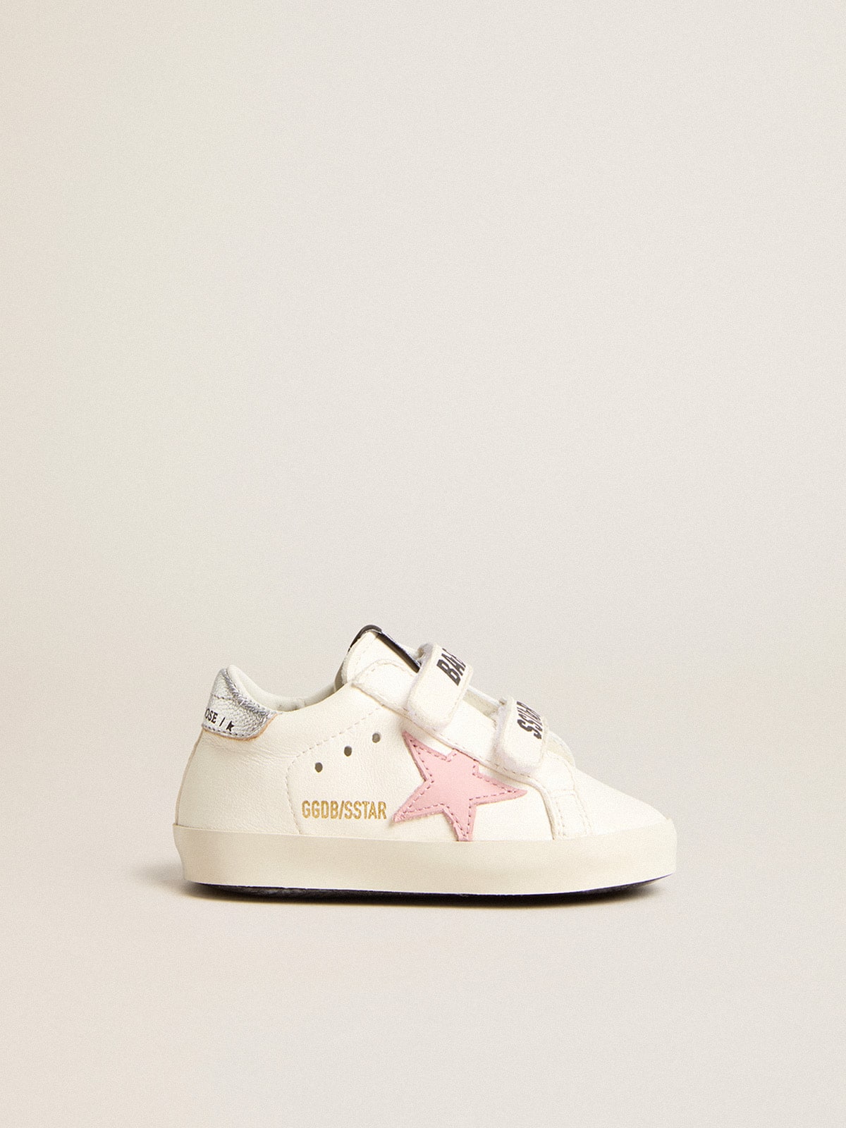 Baby Old School with pink leather star and silver leather heel tab - Golden Goose Kids