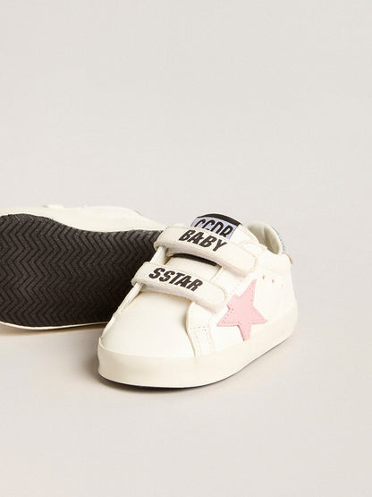 Baby Old School with pink leather star and silver leather heel tab - Golden Goose Kids