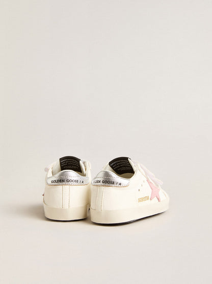 Baby Old School with pink leather star and silver leather heel tab - Golden Goose Kids