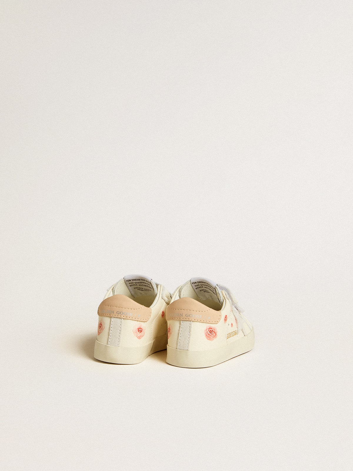 Baby School in nappa leather with pink rose motif and white suede star - Golden Goose Kids